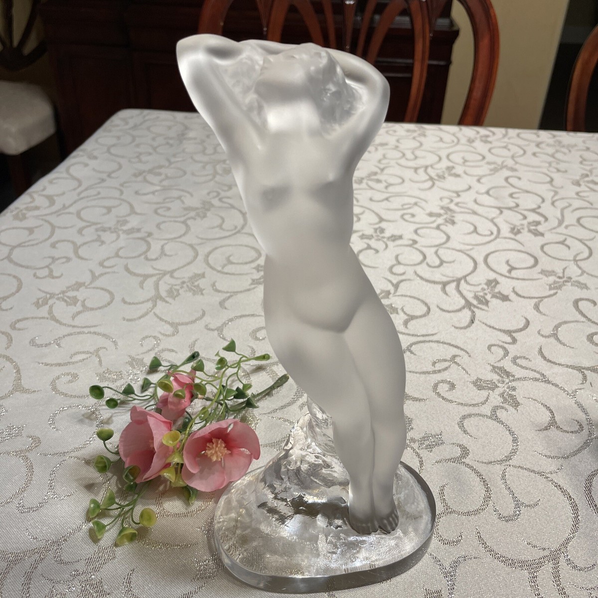 Lalique Nude Dancer Crystal Glass Figurine of Woman (