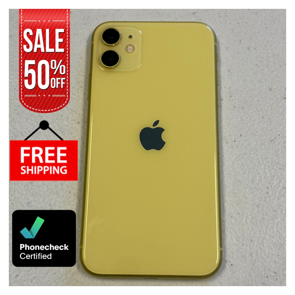 Apple iPhone 11 Unlocked 64/128GB - Black, Red, Yellow - Free