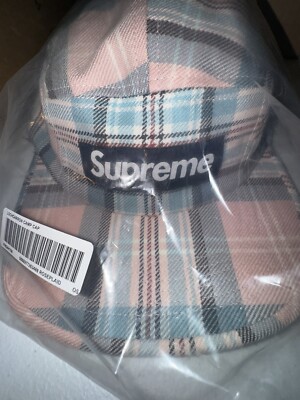 Supreme Rose Plaid Lochcarron Camp Cap In hand DSWT free shipping