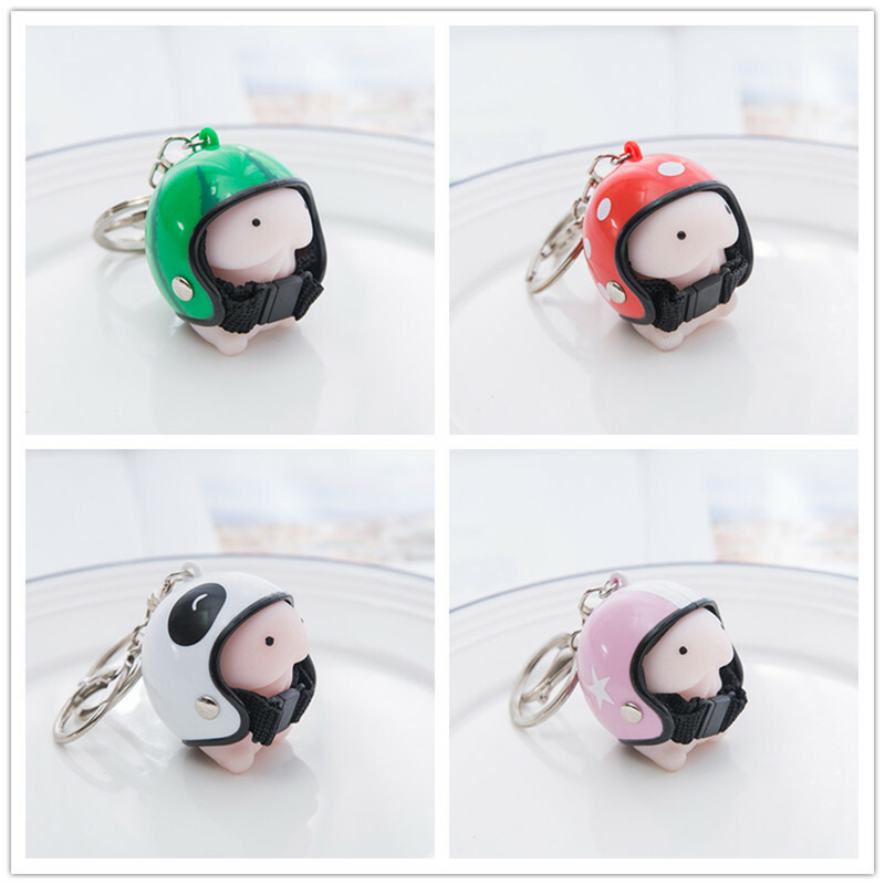 Cute Squishy Ding Ding With Helmet Keychain Novelty anti-stress