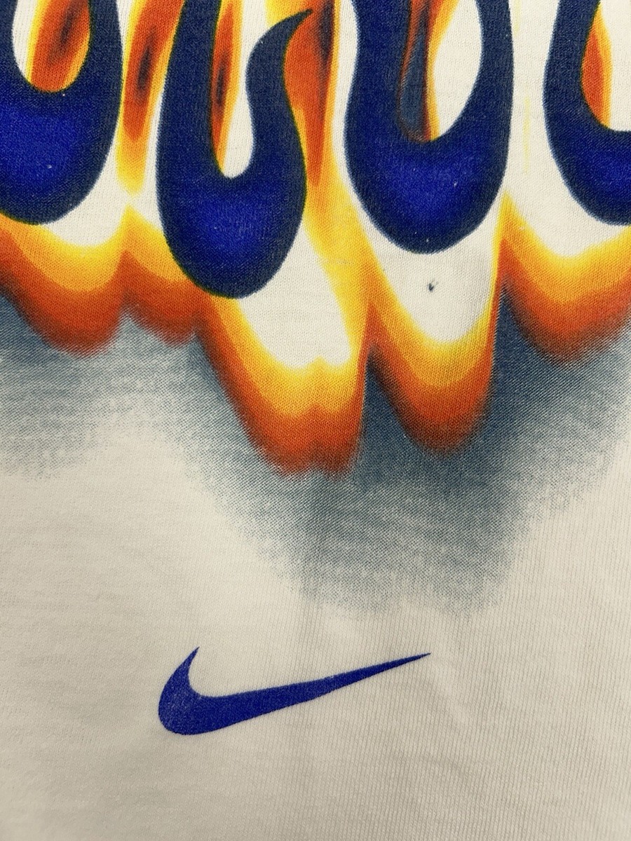 Vintage Nike Air Bakin Flame Banned Shirt 90s White Tag Tee L/XL