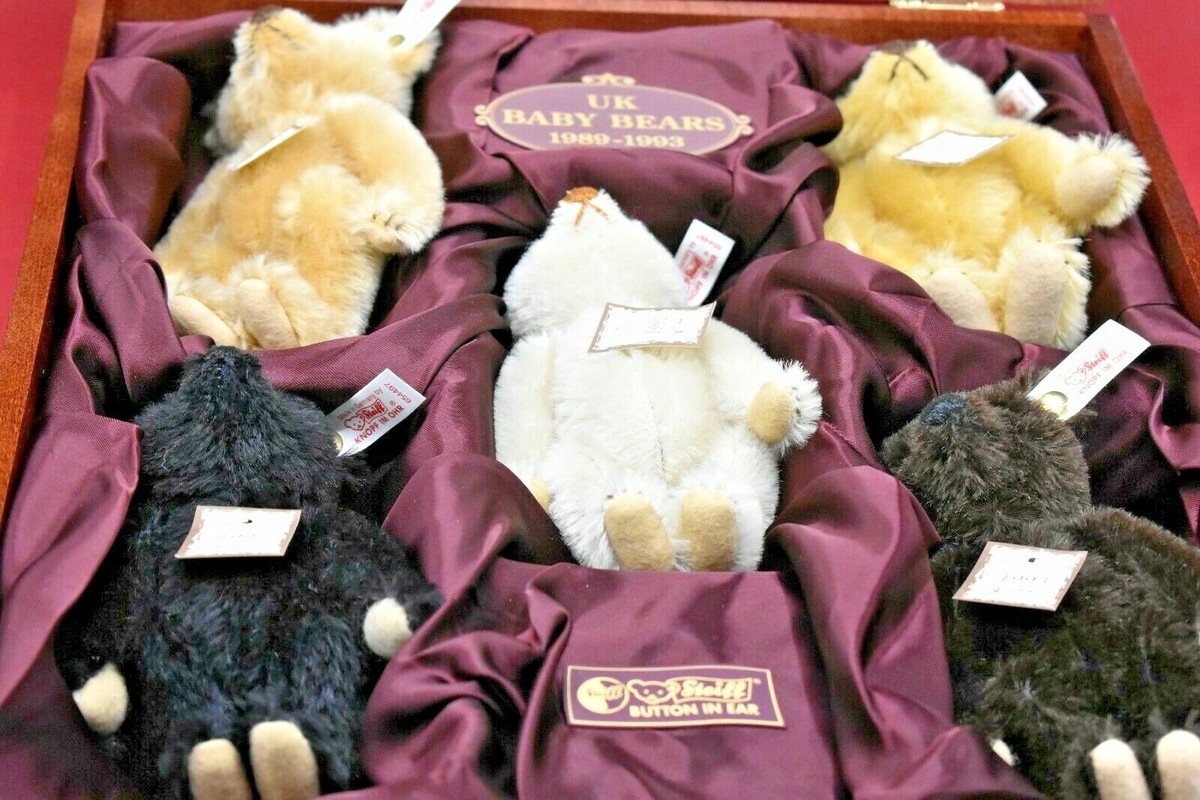 シュタイフ UK限定 1989-1993ベア 5匹木箱入り シュタイフUK限定1989