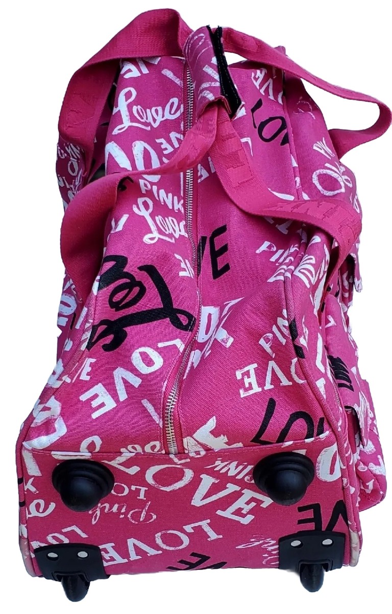 Pink Victoria's Secret Graphic Print Wheeled Rolling Travel