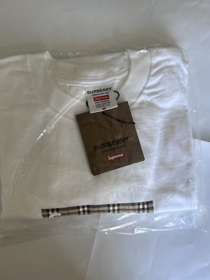 Supreme Burberry Box Logo Tee White SIZE MEDIUM SEALED BRAND NEW