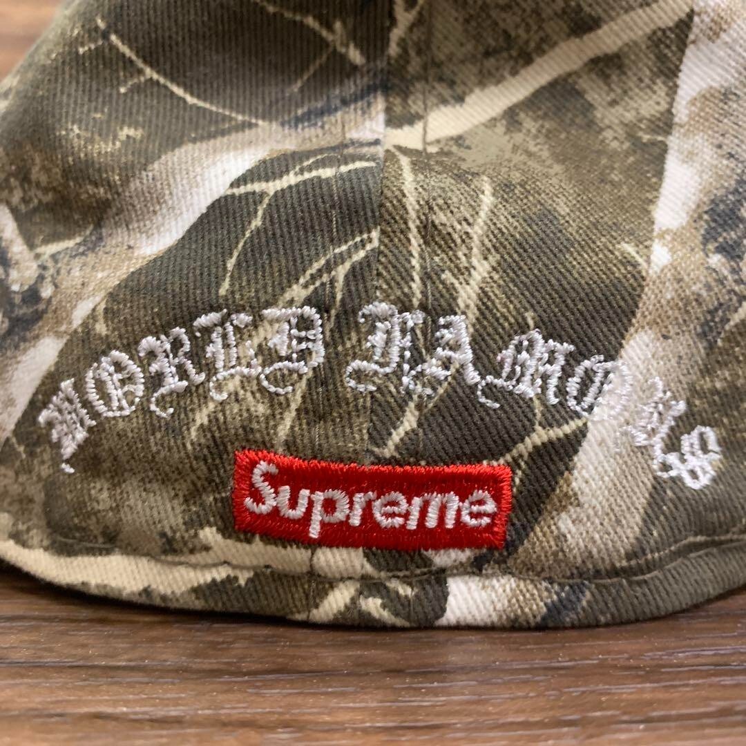 New Era Supreme Gold Cross S Logo RealTree Camo cap size 7 3/4