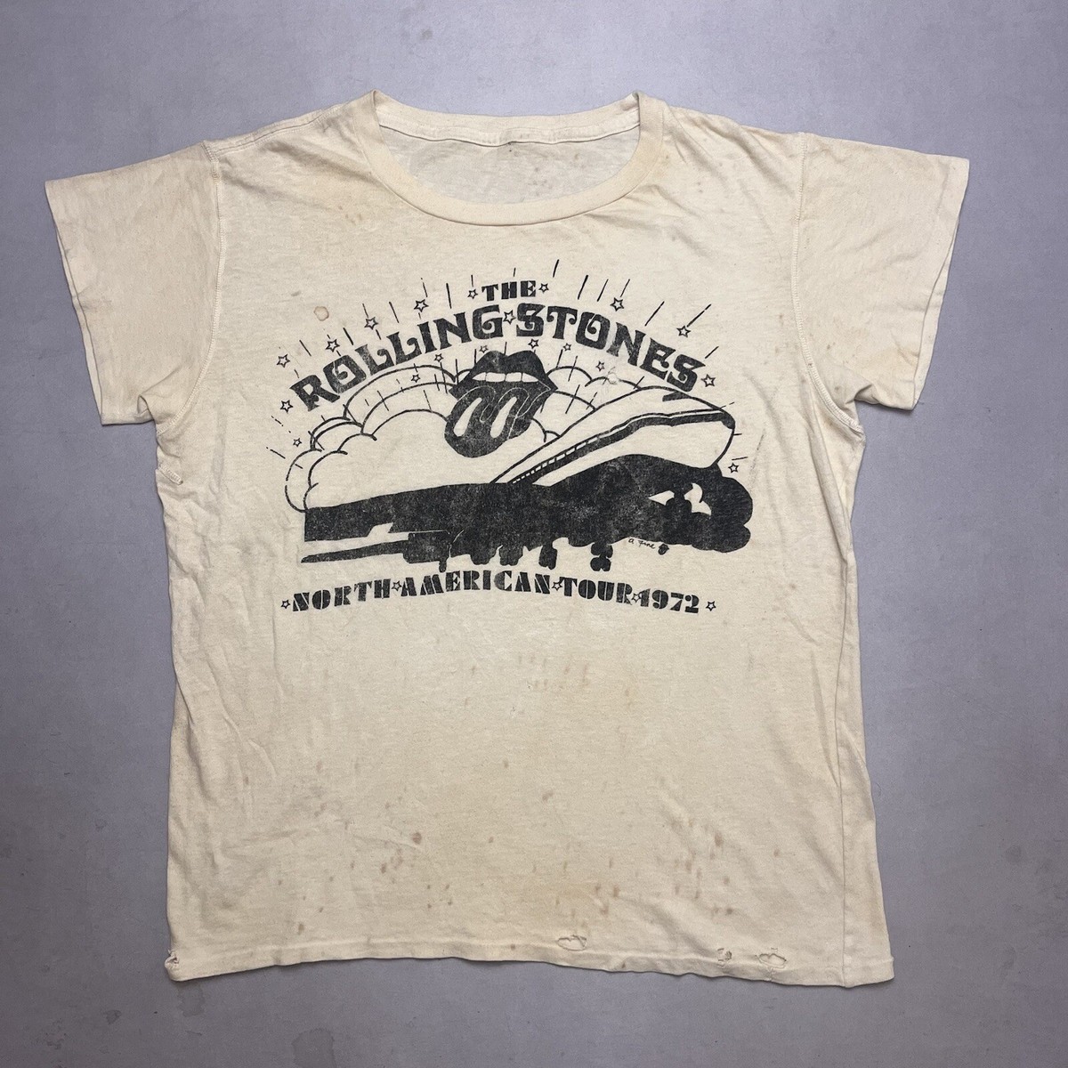 Vintage 70s Rolling Stones US Tour 1972 Single Stitch Rock Band T