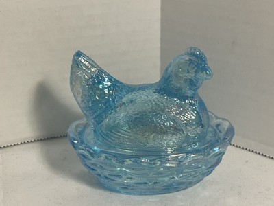Mosser Glass Buffet Blue Carnival Hen On Nest 3 Inch | eBay