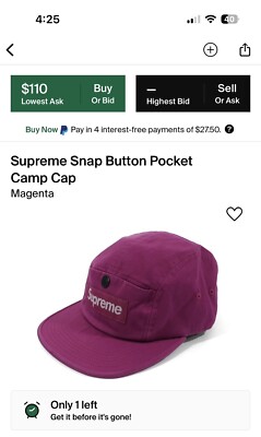 Supreme Snap Button Pocket Camp Cap | eBay