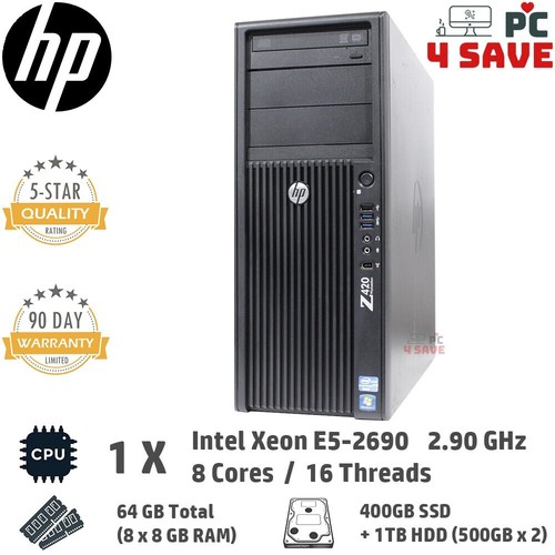 HP Z420 Workstation Intel E5-1620 3.6GHz 8GB 1TB HDD 256GB SSD | eBay
