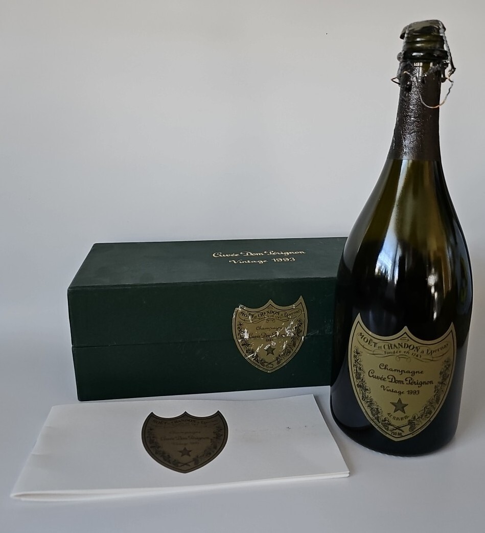 Vintage 1993 Dom Perignon Champagne Bottle EMPTY w/ Box & Pamphlet