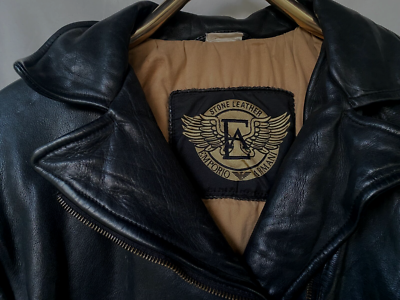 VTG 80s..EMPORIO ARMANI..LEATHER..CROPPED..BLACK..MOTORCYCLE