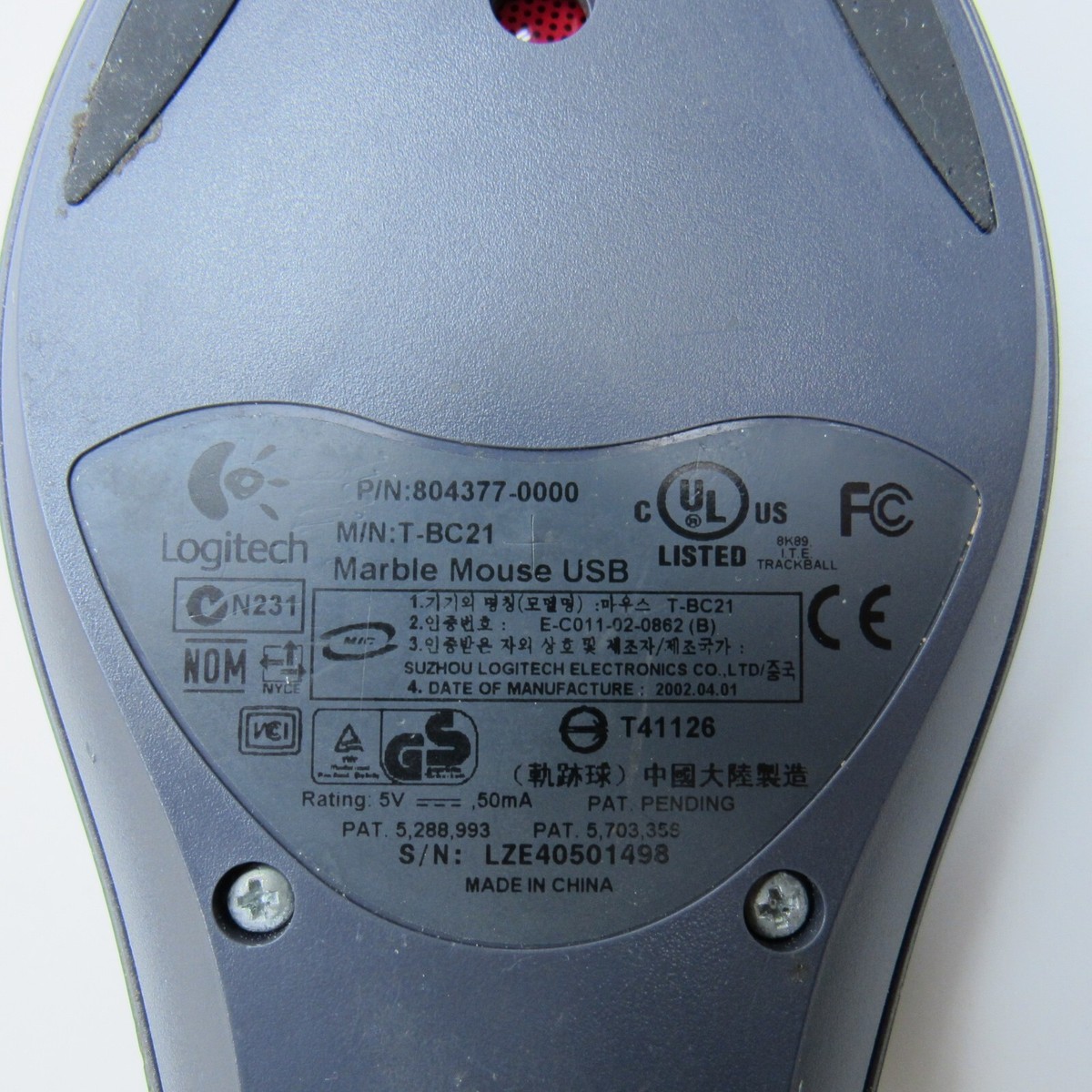 Logitech Trackman Marble T-BC21 Gray USB Wired Optical Trackball