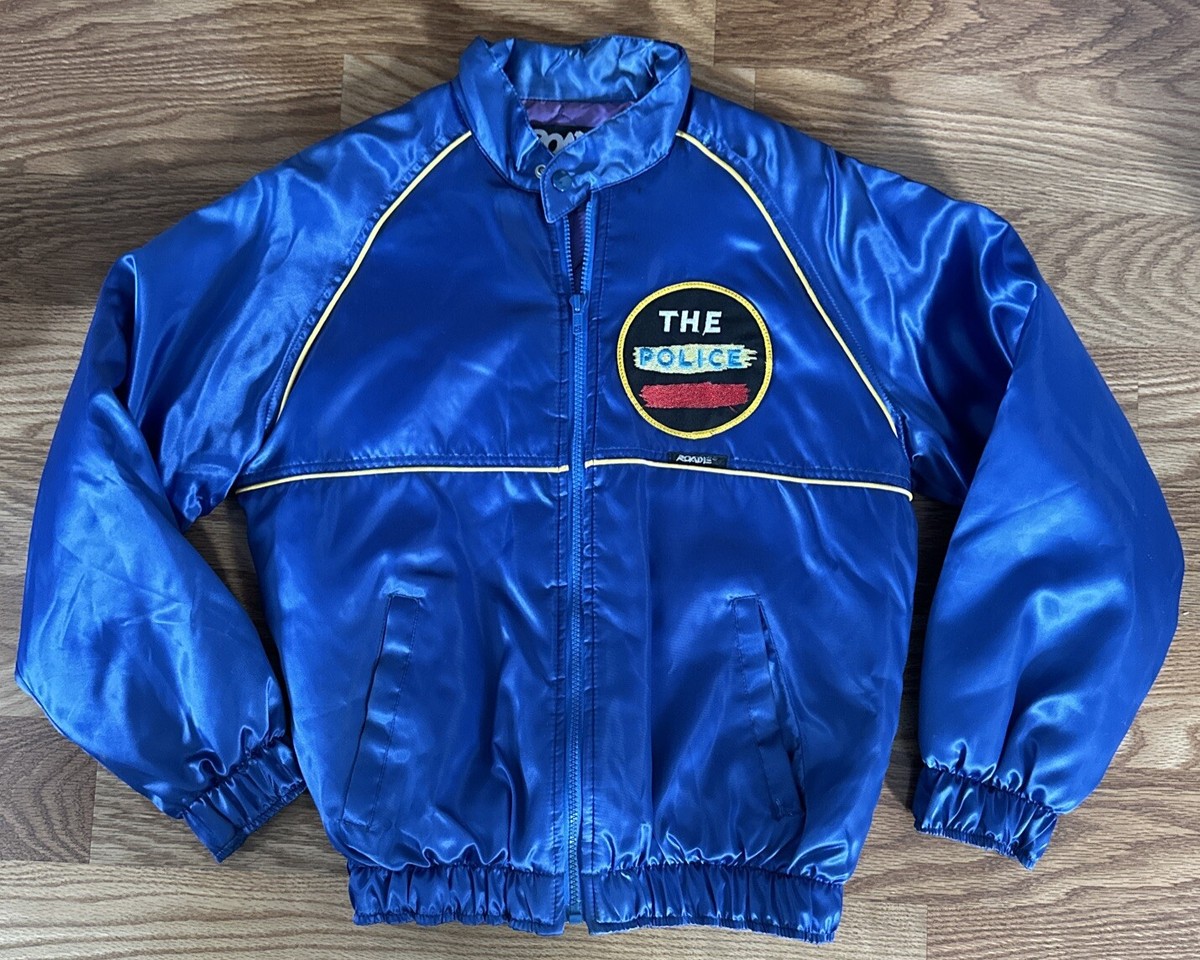 The Police 1983 Synchronicity Embroidered Blue Satin Jacket Mens