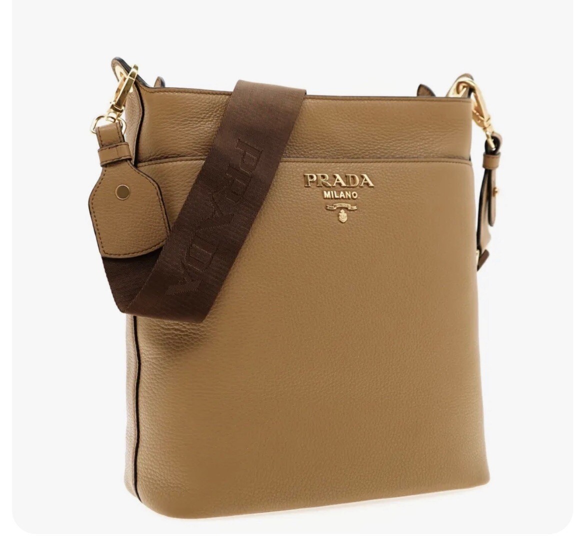 New Prada Bucket Shoulder Bag Guitar Strap Vitello Phenix 1BE066