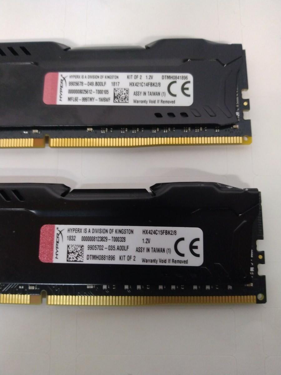 Lot Of 2 Kingston HyperX Fury 4GB DDR4 Memory Module Total: 8GB