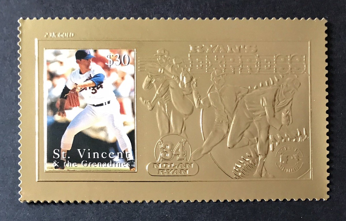 95 St Vincent NOLAN RYAN 23kt Gold Stamp Baseball SPORTS Ryan's