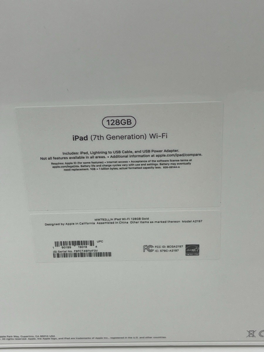 Apple iPad (7th Generation) A2197 128 GB, Wi-Fi, 10.2 in - Gold