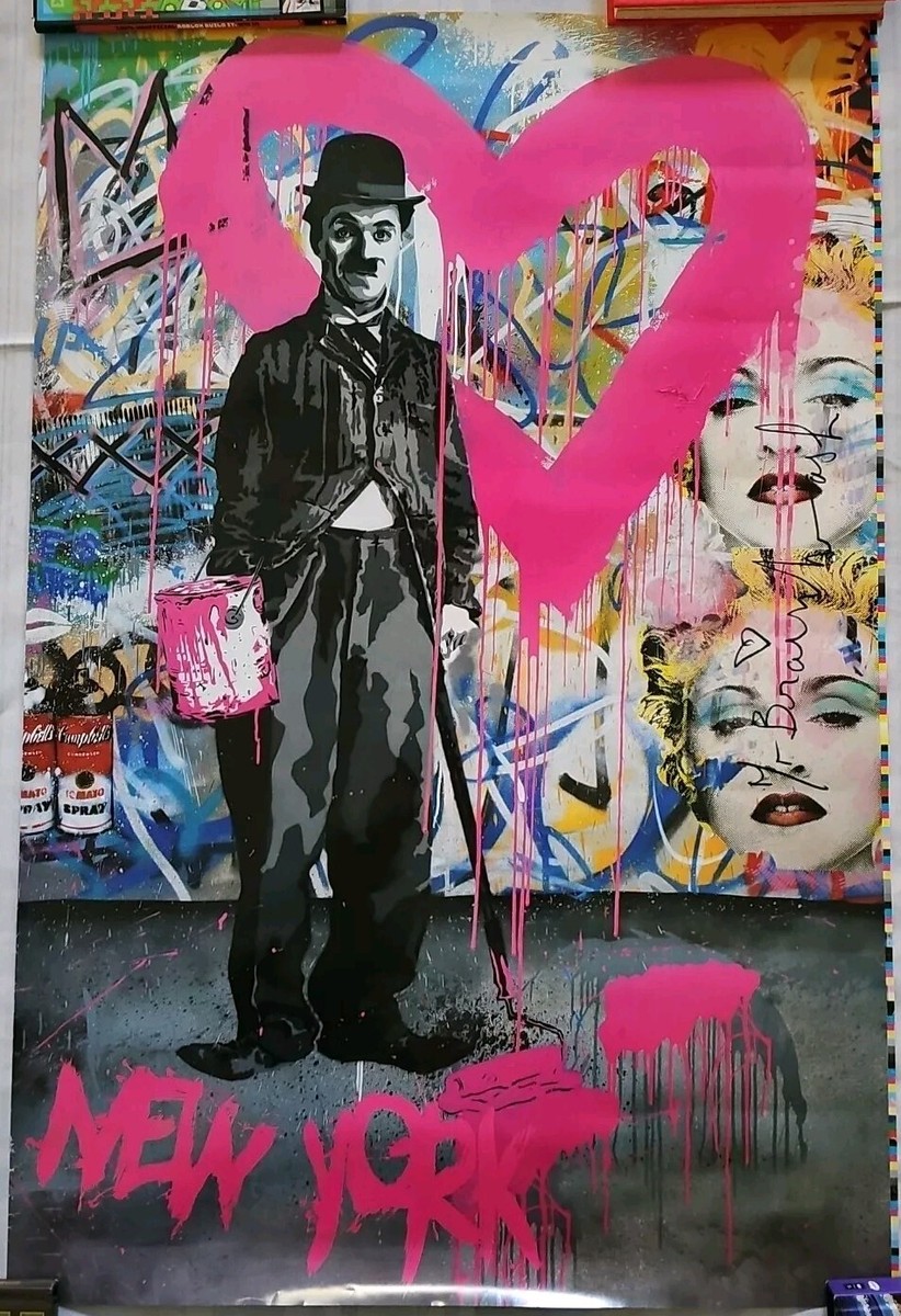 Mr Brainwash Charlie Chaplin in New York Madonna 24 x 36 Poster