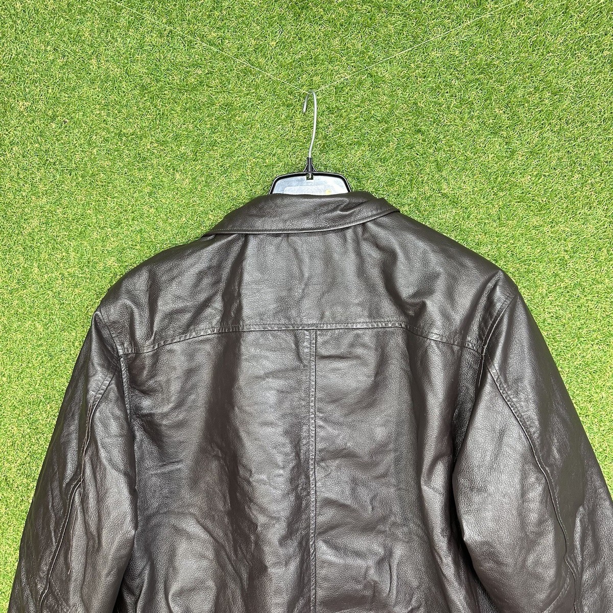 Vintage 90s Snap-On Brown Leather Jacket Size Large Quilt Lined