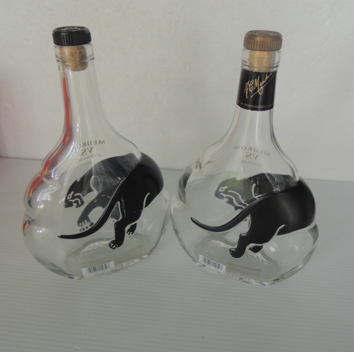 2 bottle Meukow VS Cognac Black Panther Empty 750 ml Bottle same