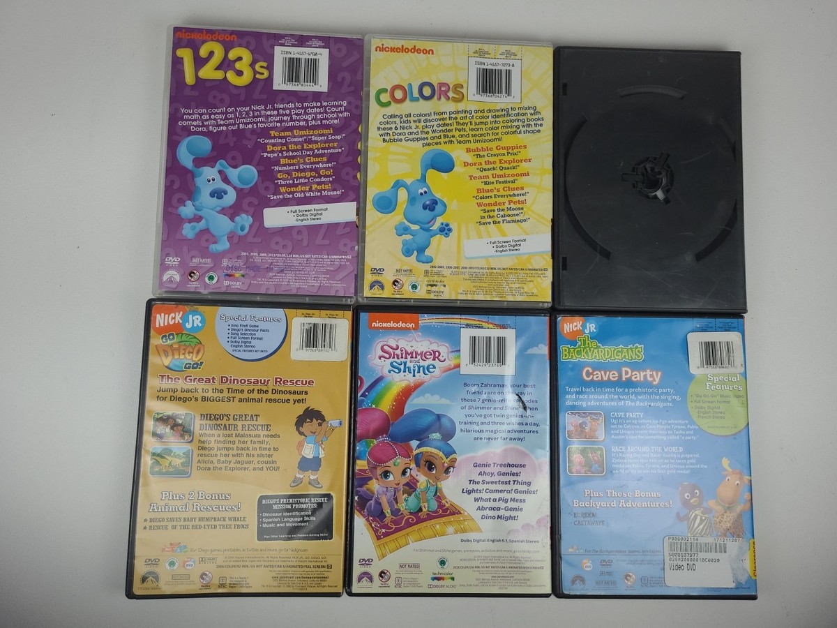 Lot 6 Nick Jr Nickelodeon DVDs- Dora Diego Backyardigans Blue's