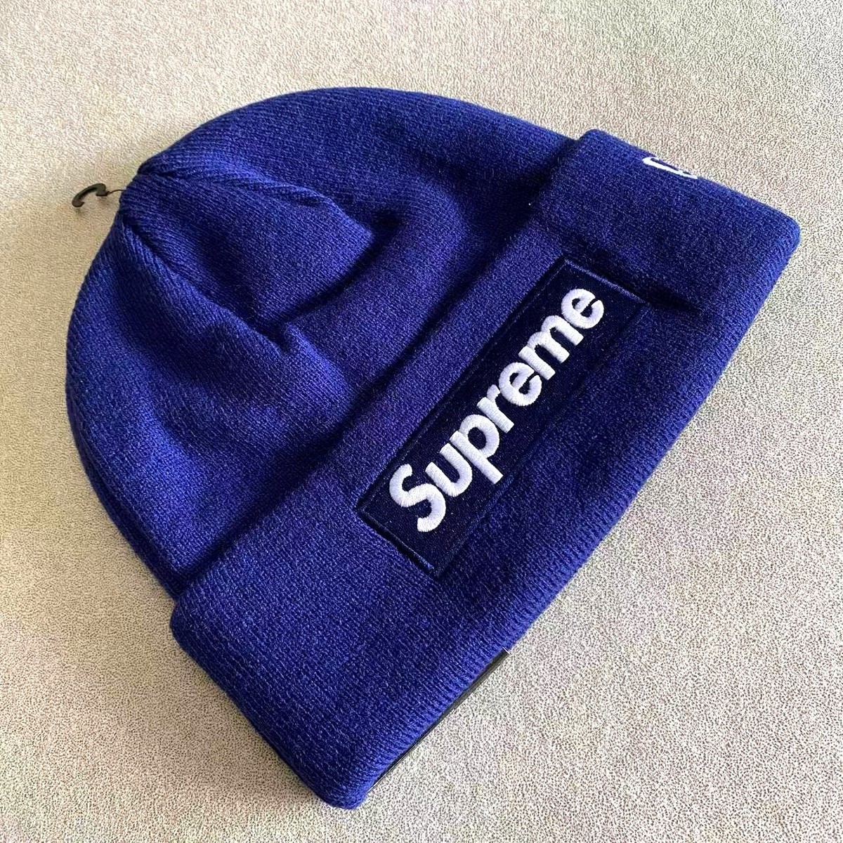 Supreme x New Era FW21 Box Logo Beanie Washed Navy | eBay