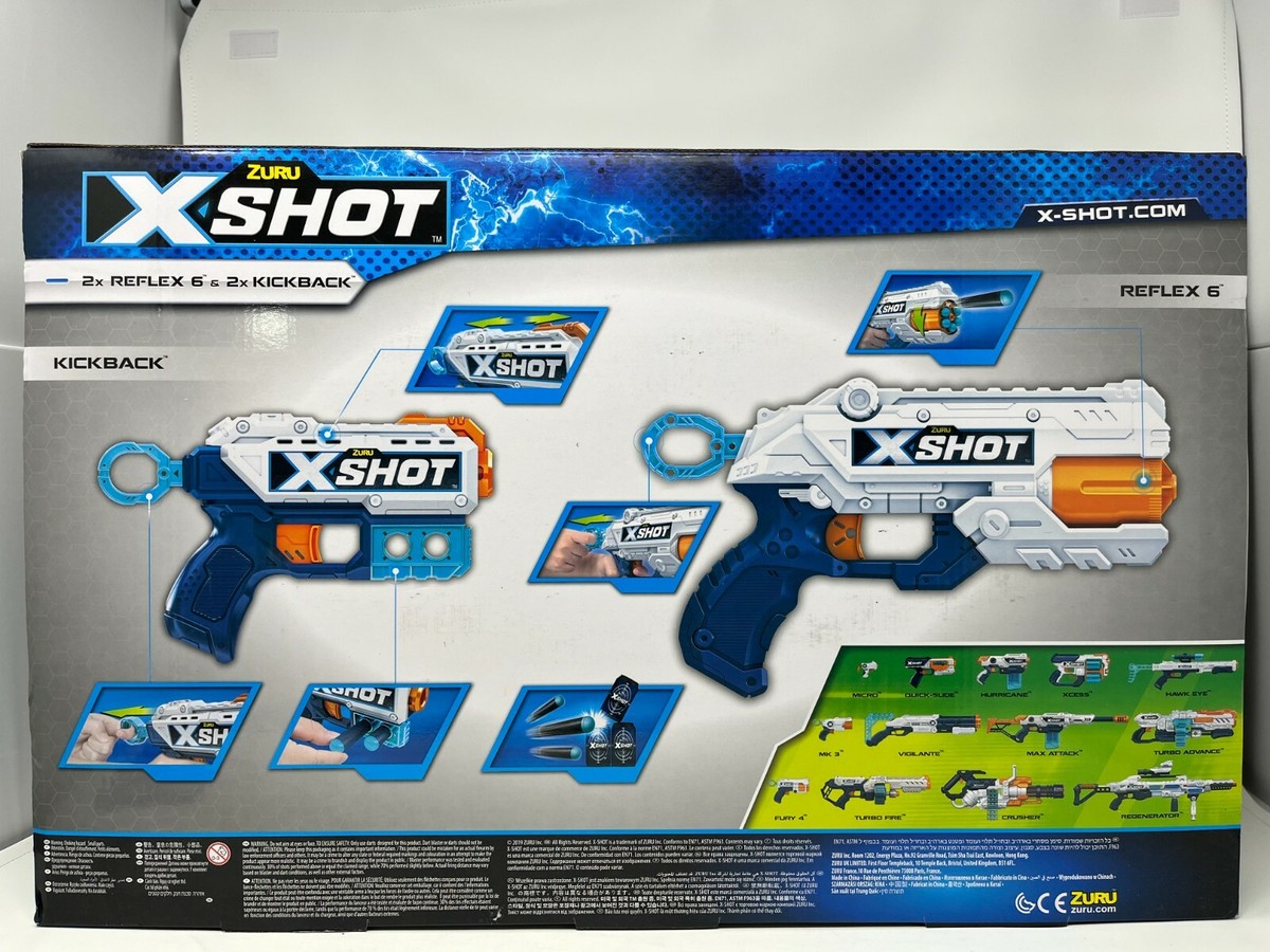 Zuru XShot 4 Gun Battle Pack 2 Reflex 6 and 2 Kickback 48 Foam