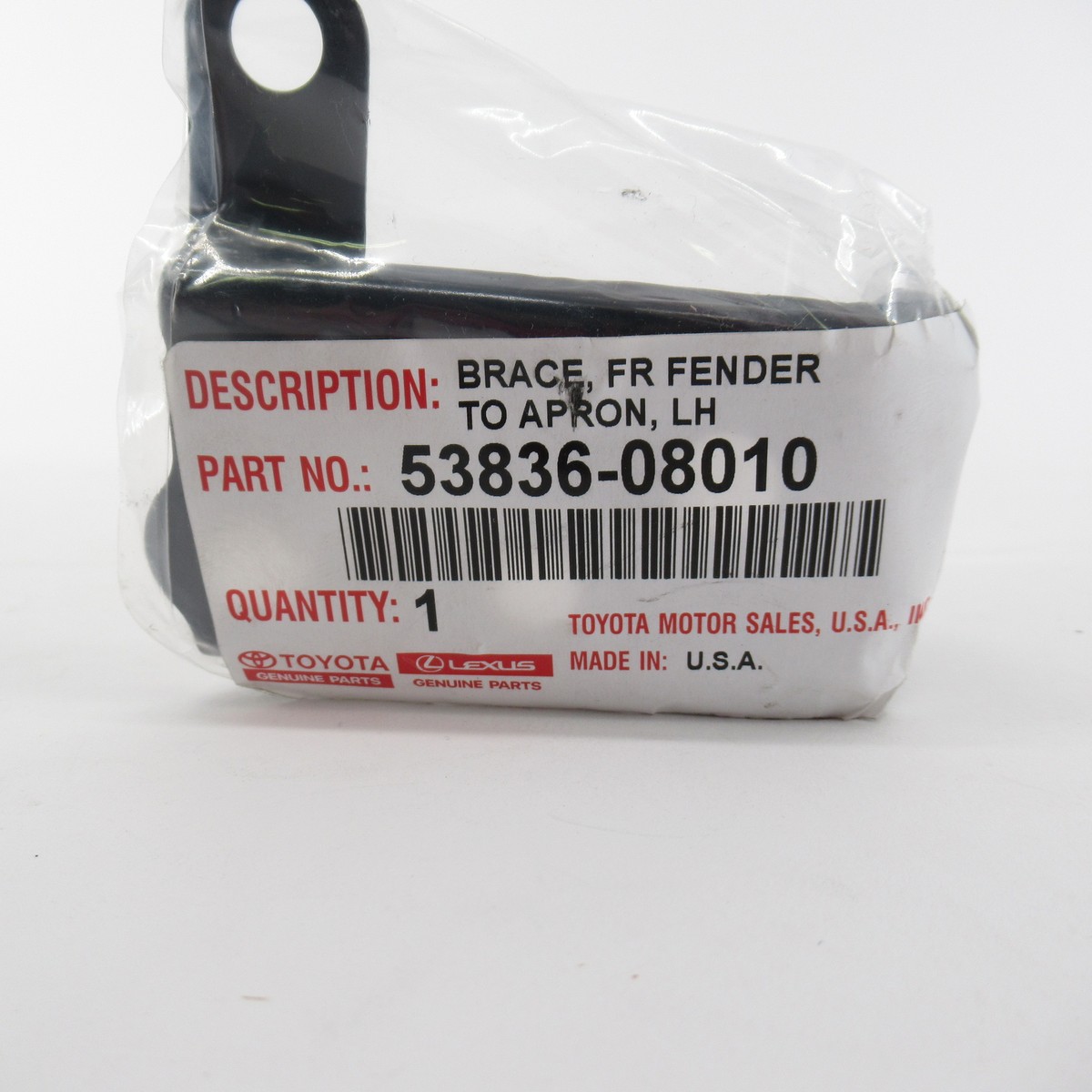 Genuine OEM Toyota 53836-08010 Driver LH Front Fender Apron Brace