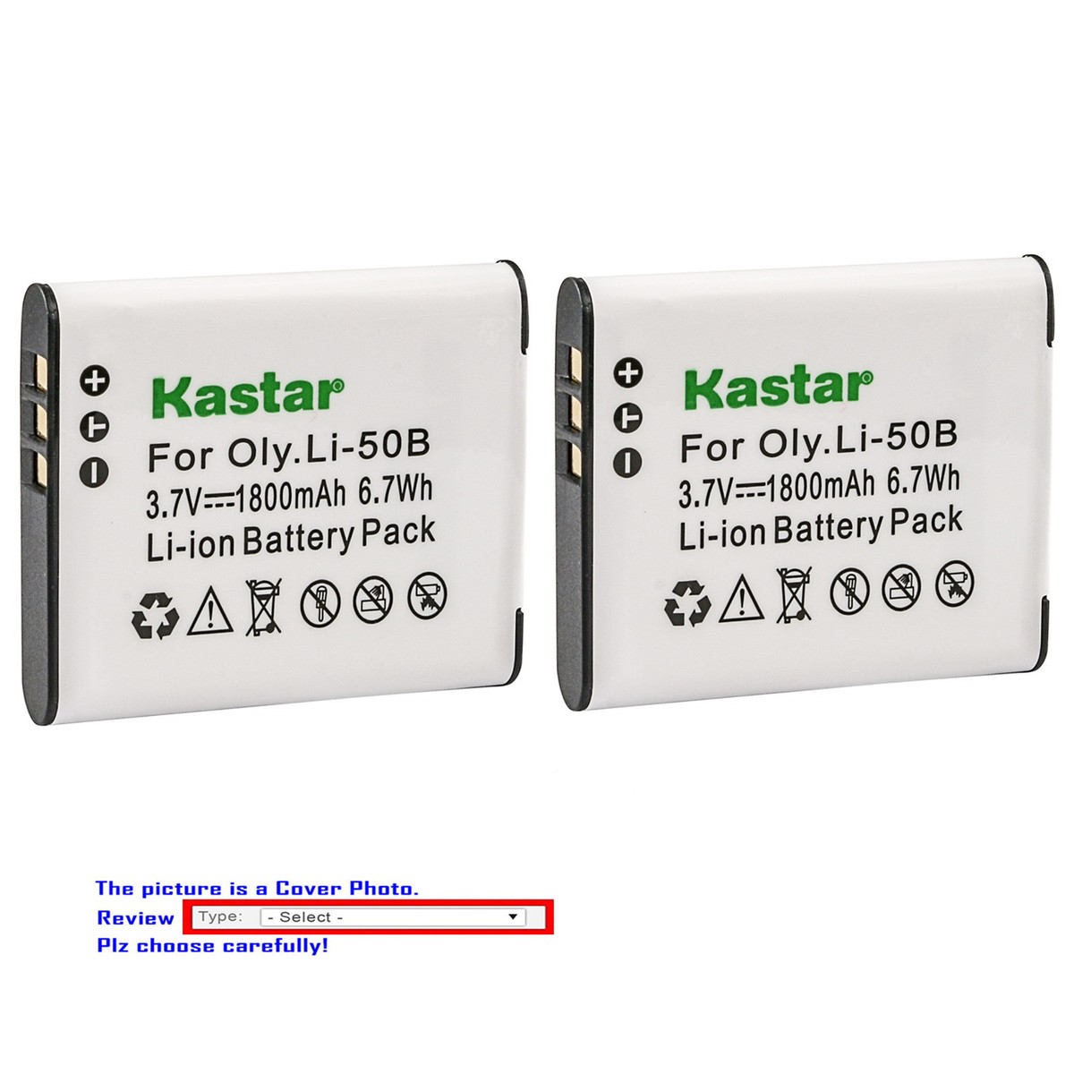 Kastar Replacement Battery for Pentax D-Li92 D-BC92 & WG-40 WG-50