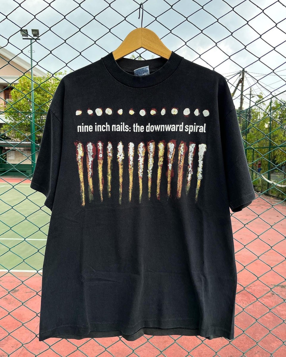 1994 Nine inch nails The downward spiral T-shirt black tee Remake