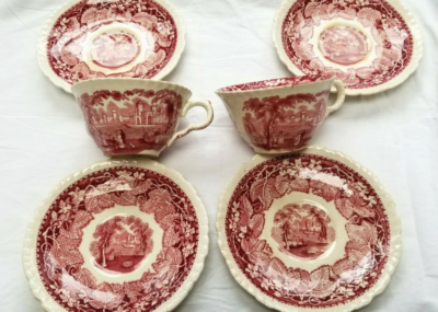 SET OF MASON'S VISTA ENGLAND PATENT IRONSTONE RED CHINA 2 CUPS 4