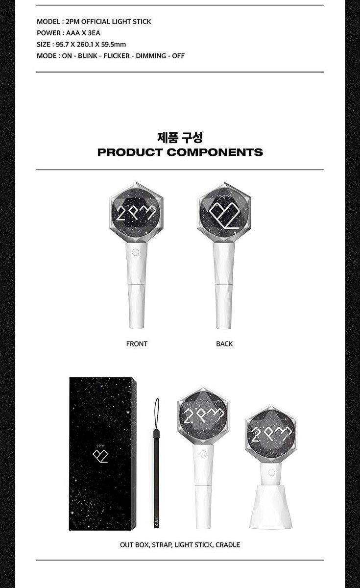 2PM OFFICIAL LIGHT STICK w/ Tracking, Strap, Cradle MD GOODS