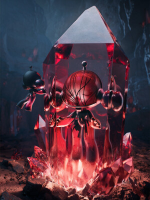 MEGA α SKULLPANDA 400% Red crystal Limited Edition Collectible Art