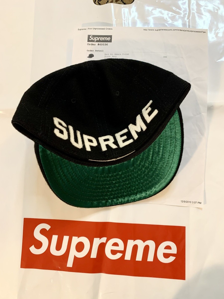Supreme Ebbets Field Back Hit Black Wool Fitted Baseball Cap Hat 7