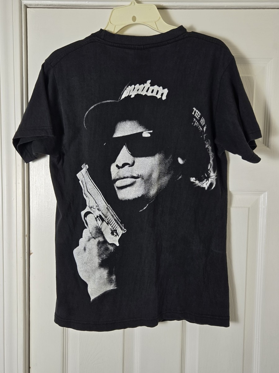 Vintage Y2K Eazy-E NWA Death Row Gun Graphic Rap Tee T Shirt Black