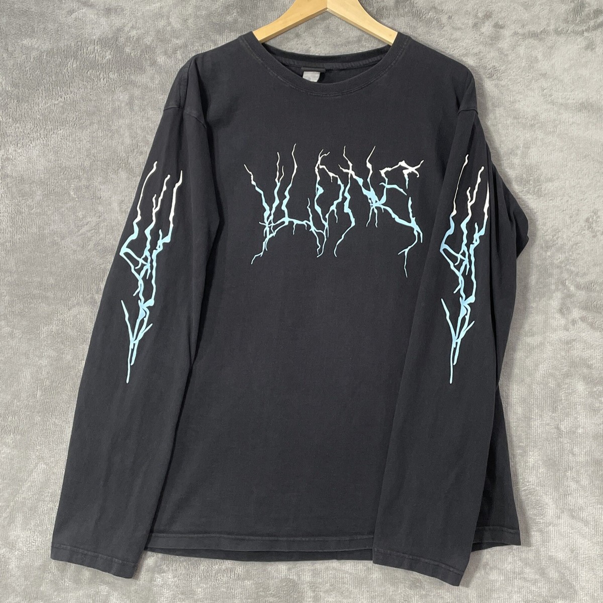 Vlone Lightning T-Shirt Men's L Black Long Sleeve Premium Thick