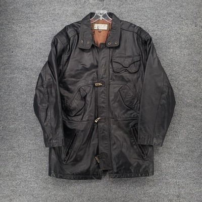 VINTAGE Collezione Concepts Jacket Mens 40 Black Leather Moto Full