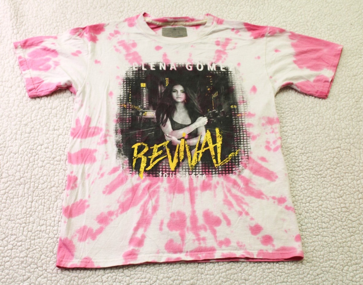 Selena Gomez Revival Tour 2016 Short Sleeve T-Shirt Tie Dye Pink