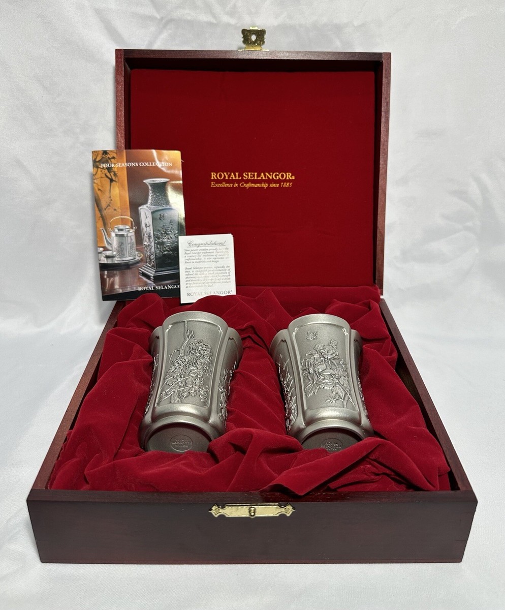 RARE! ROYAL SELANGOR PEWTER PAIR OF FOUR SEASONS COLLECTION CUPS