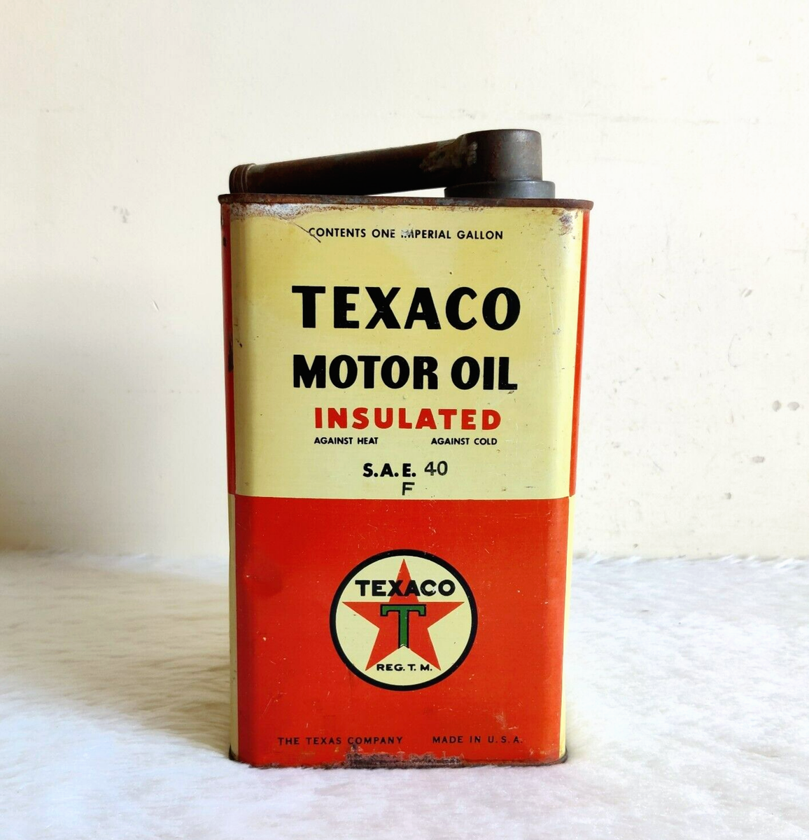 1950s Vintage Texaco Motor Oil Insulated Tin Can USA Automobile