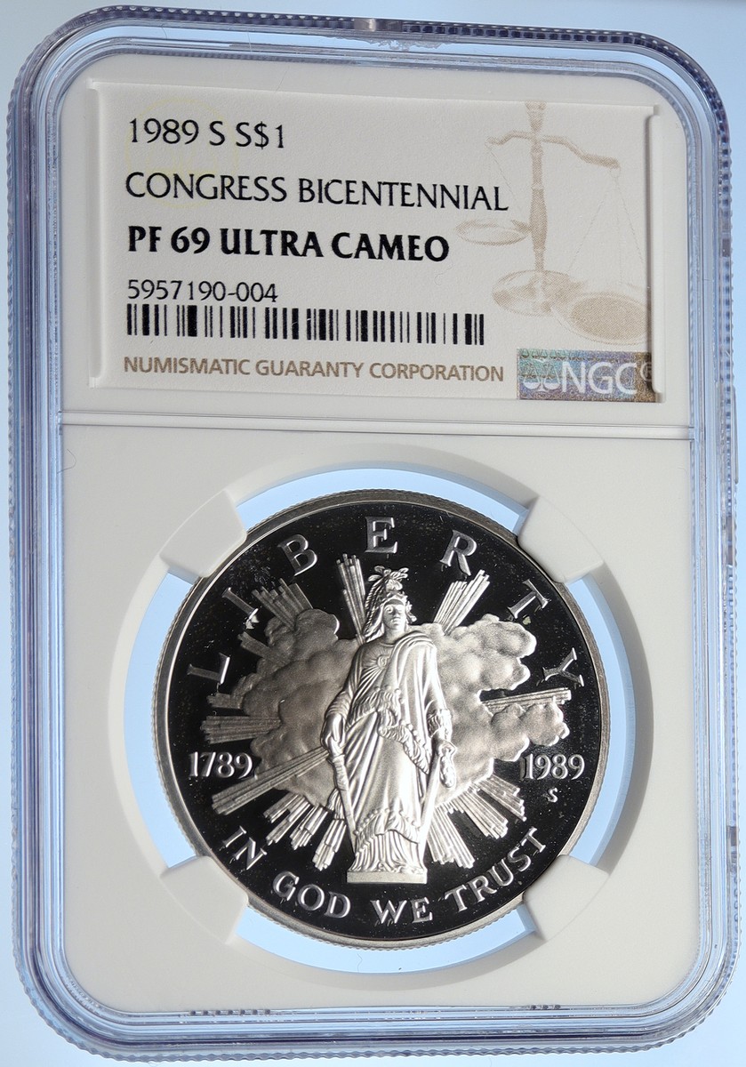 1989 S UNITED STATES USA Congress Bicentennial SILVER Dollar Coin