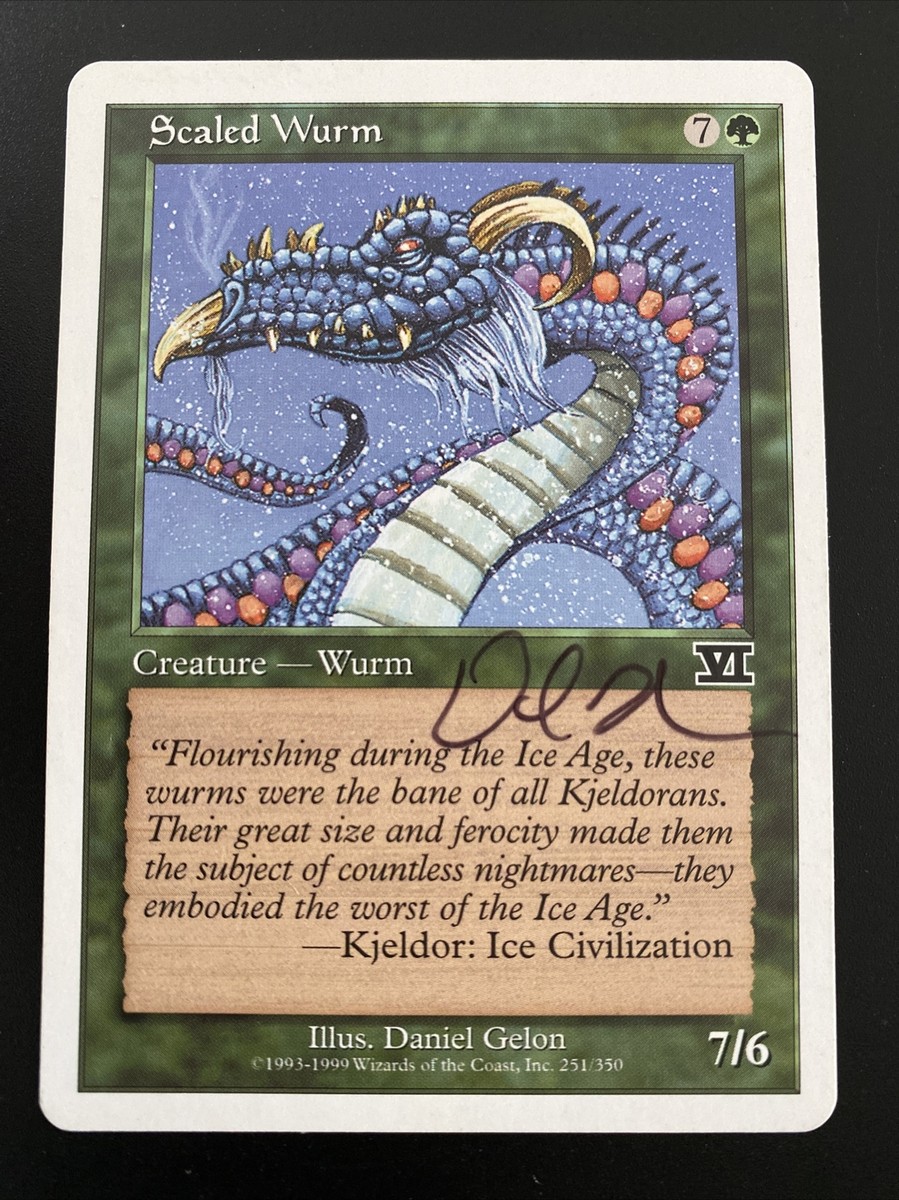 Scaled Wurm Signed By Daniel Gelon MTG 6th Edition Core Set Common