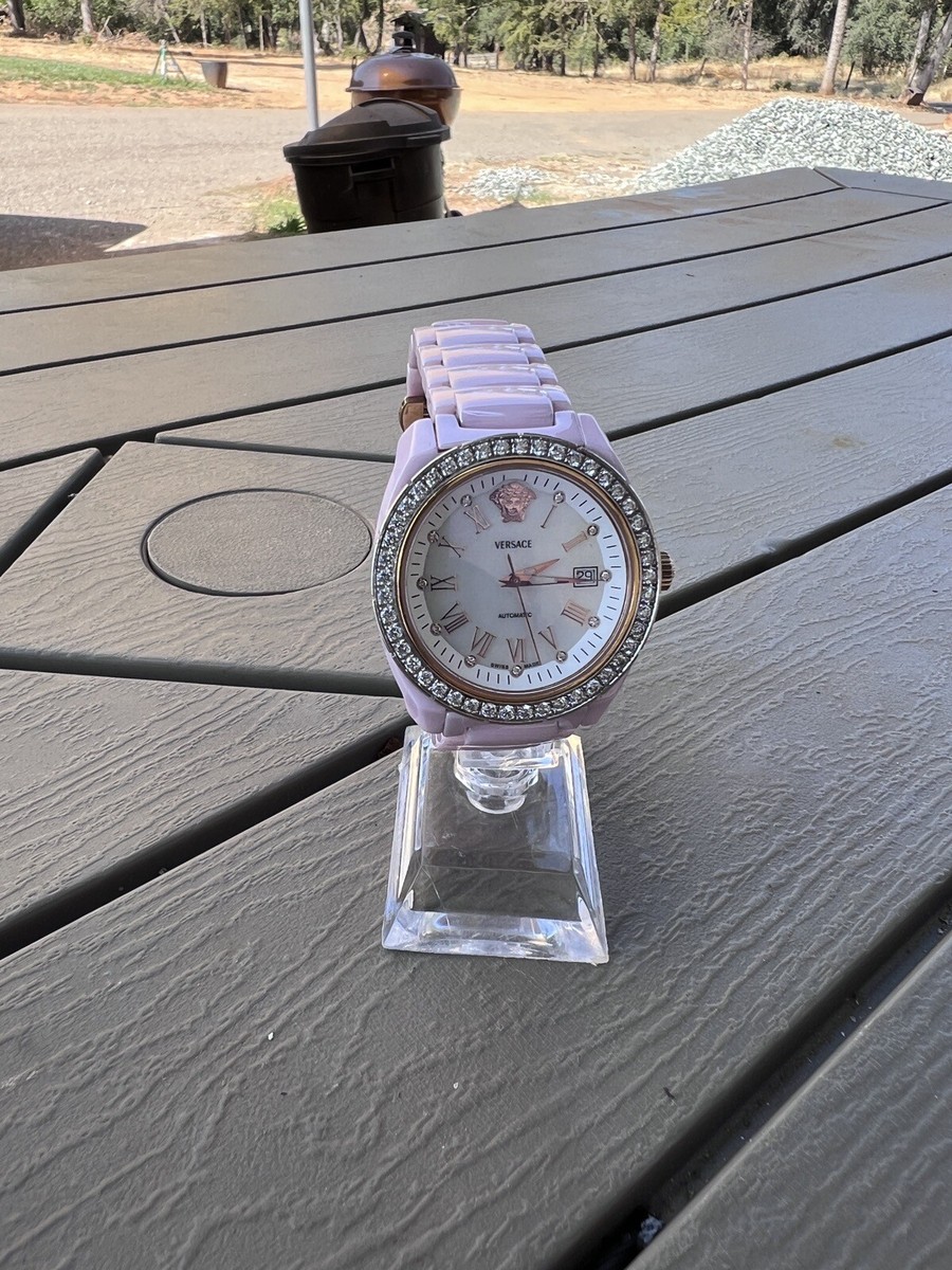 Pink VERSACE Diamond Bezel & Dial Jumbo DV1 DV One Ceramic & RG