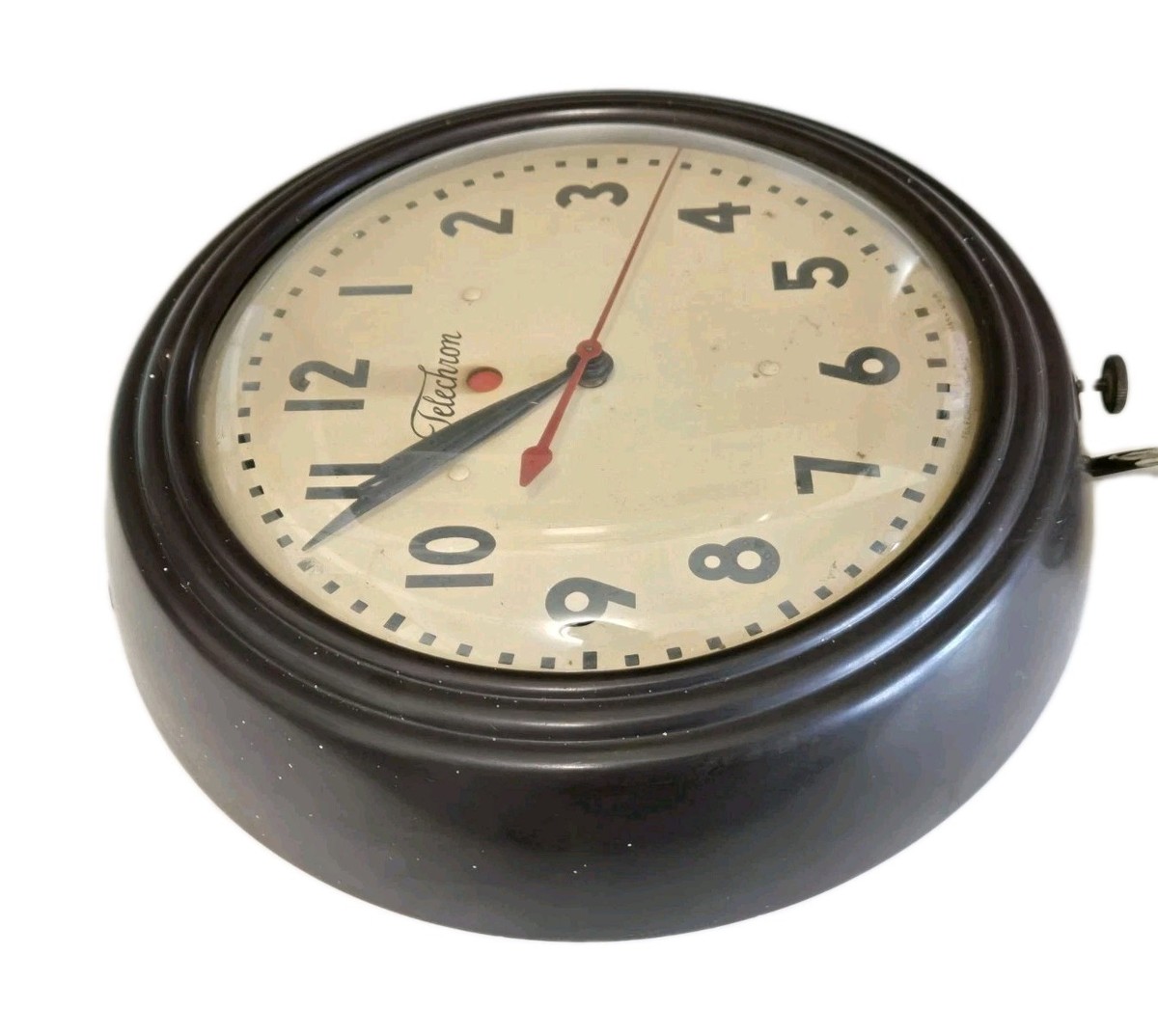 Telechron アンティーク スクールクロック 赤 掛け時計 稼働 希少