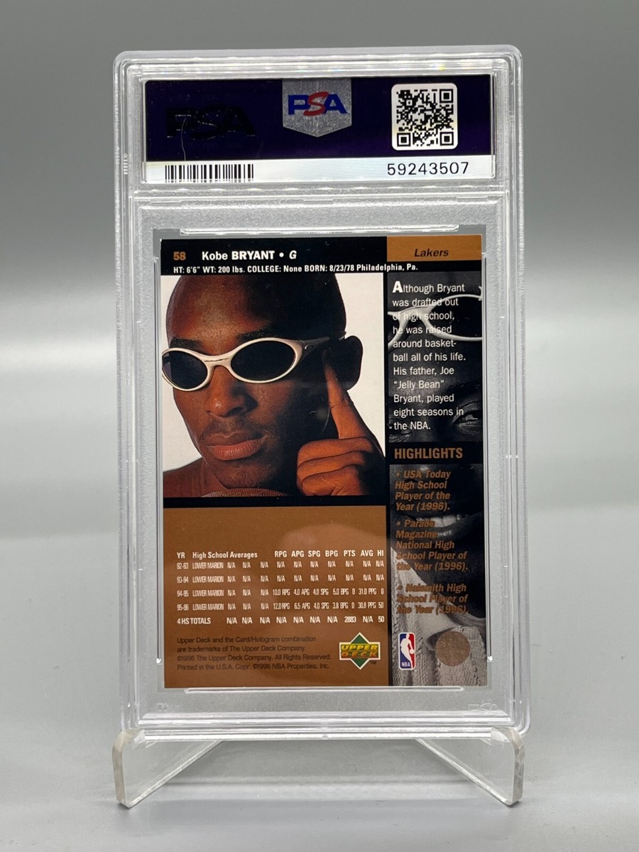 1996 Upper DECK #58 Kobe BRYANT PSA 7 Graded ROOKIE NM Basketball