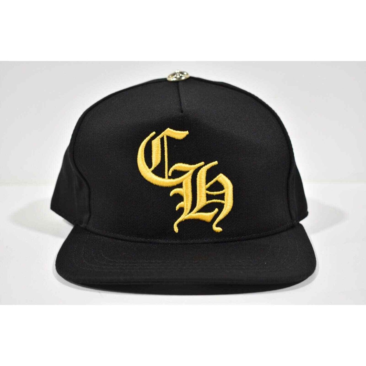 Chrome Hearts CH Logo Trucker Black Yellow Baseball Cap Snapback