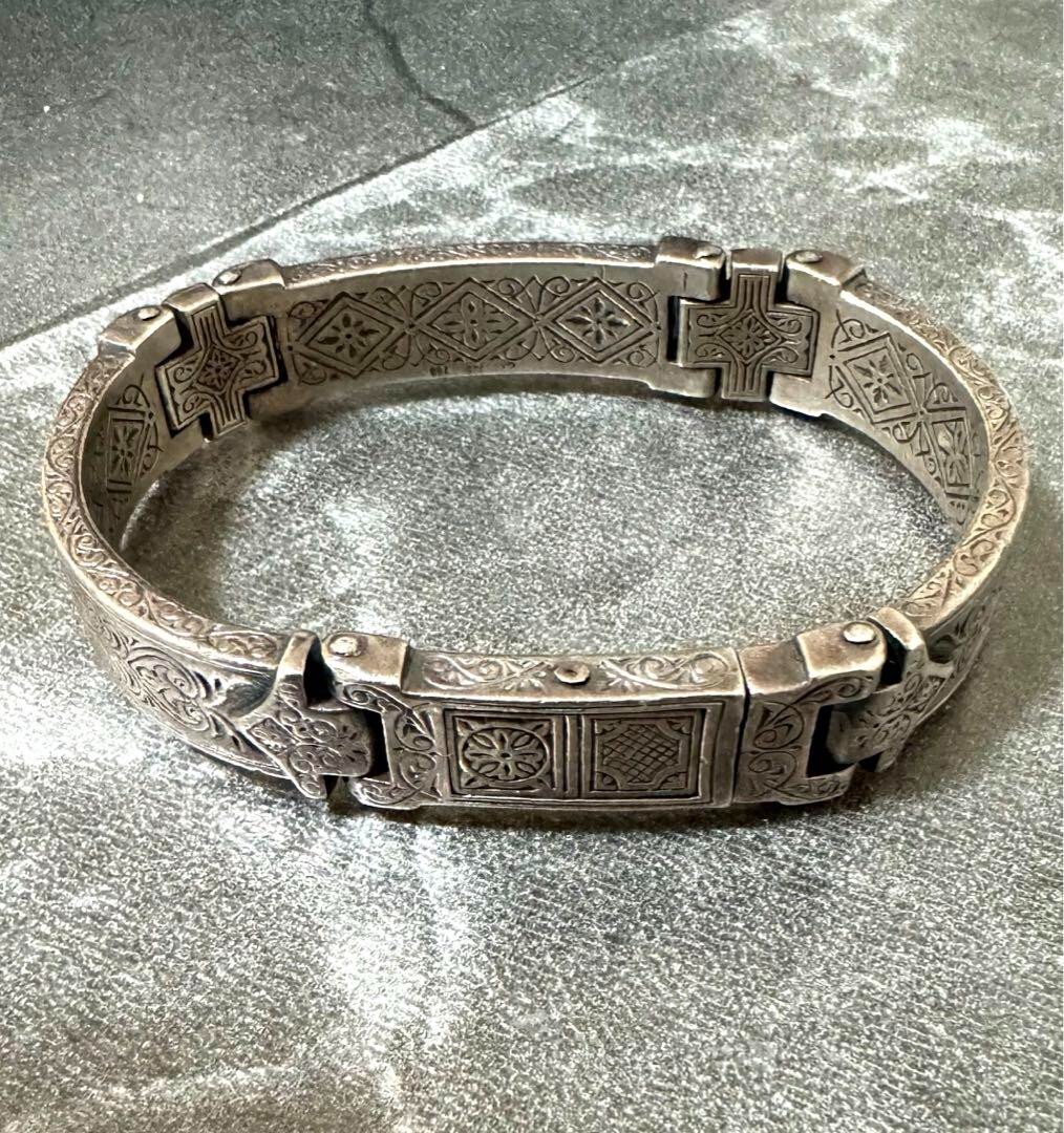 Konstantino Mens Hinged Cuff Wide Bracelet Sterling Silver 18K