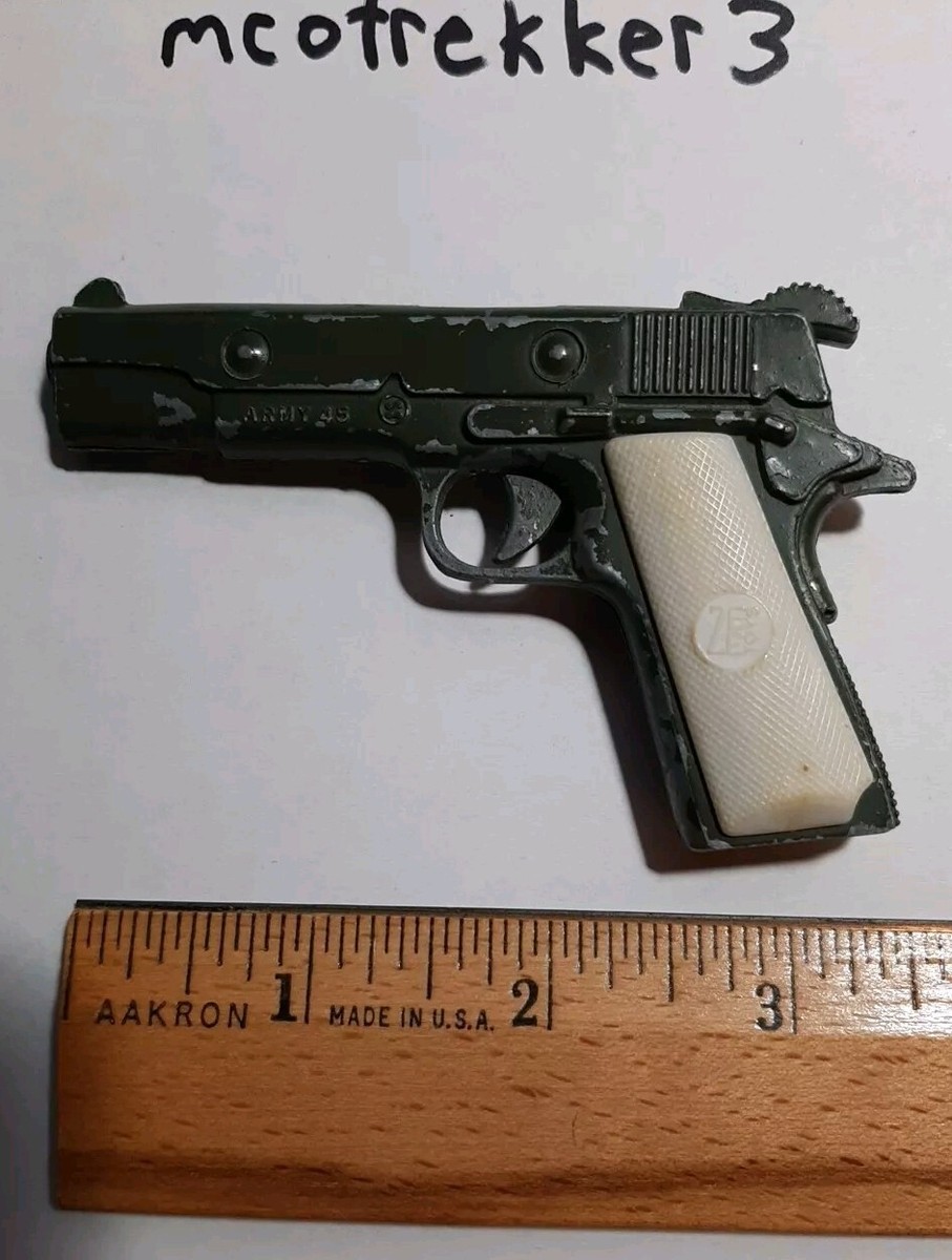 Vintage Zee Toys Army 1911 Miniature 45 TOY Cap Gun Pistol Green