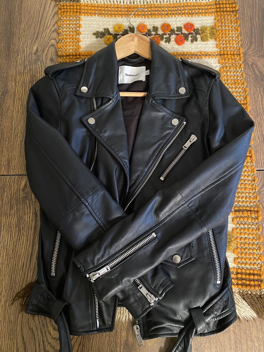 DEADWOOD leather Biker jacket size Small 36 VERY NICE. | eBay