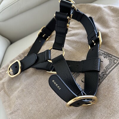NEW Gucci Dogs XL Black Leather Pet Harness 100% Authentic | eBay